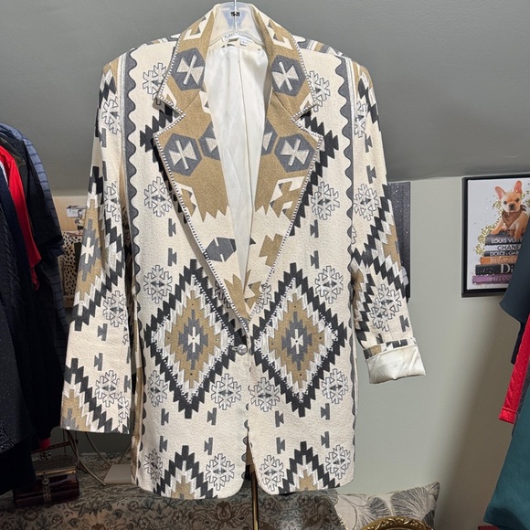 Geometric Pattern Native Aztec Blazer - Picture 1 of 13